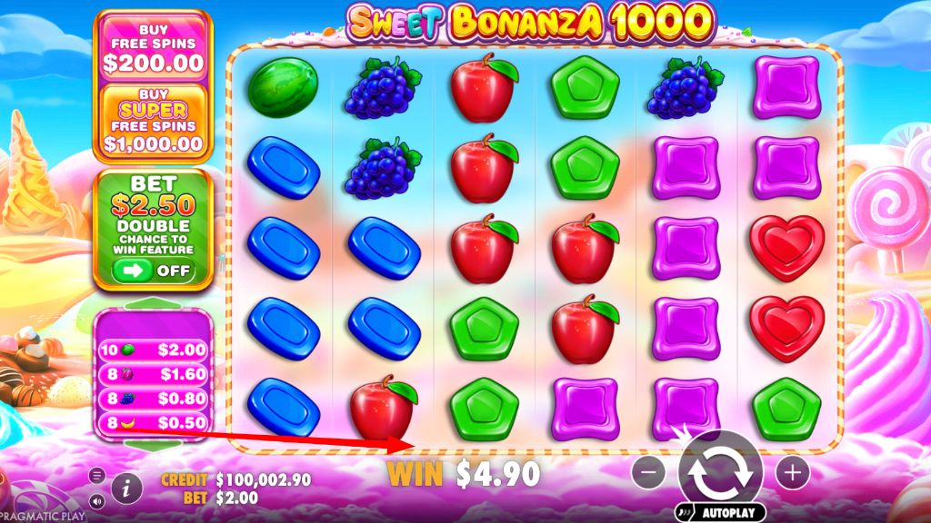Игровое поле Sweet Bonanza 1000 в базовом режиме